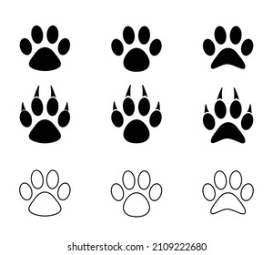 set of Paw print foot trail