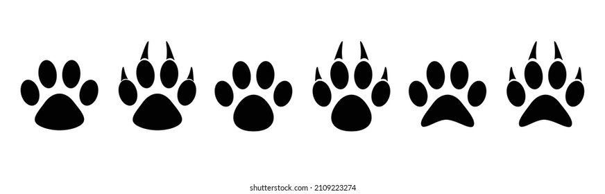 set of Paw print foot trail