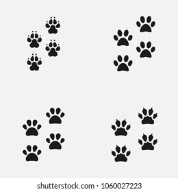 Set of paw print icons.