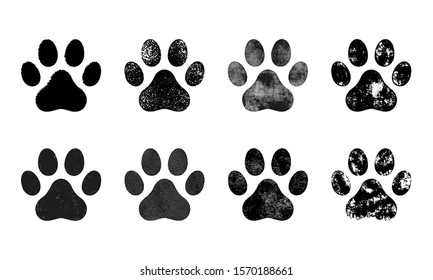 Set of Paw Print. Vector illustration