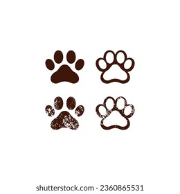 Set of Paw Print Vector illustration. Paw Grunge Vector