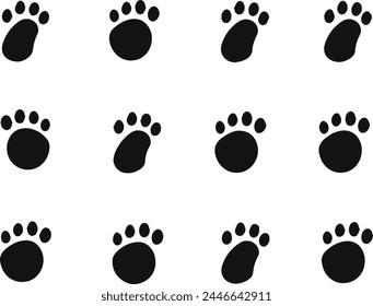 Set of Paw Print. Vector illustration.
