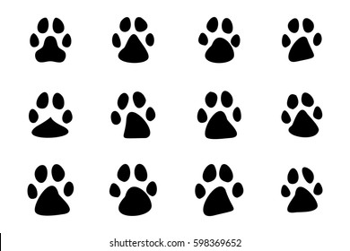Set of Paw Print. Vector illustration