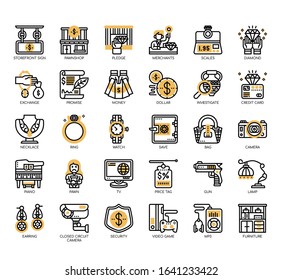 Set of pawnshop thin line and pixel perfect icons for any web and app project. 