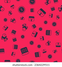 Set Payday, calendar with dollar, Morning time, Delivery truck and and Sunrise on seamless pattern. Vector