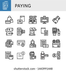 Set of paying icons such as Pay, Credit card, Invoice, Cashier, Online payment, Payment method, Receipt, Payment terminal, Secure Pos , paying