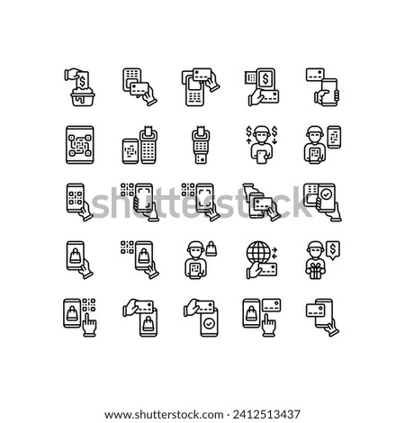 Set of payment with cashless icon and illustration - vector