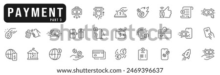 Set of payment related line icons. NFC, card, phone, money, cash, wallet etc. Part 2