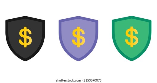 set of payment security, payment protection icon isolated on white background in three different colors.