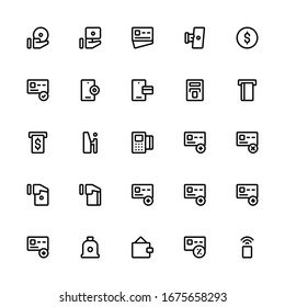 Set of Payment, wallet, debit, credit card outline style icon - vector