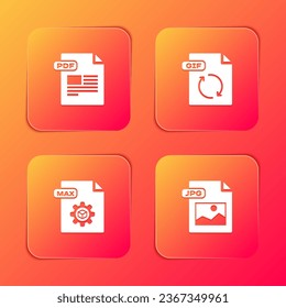 Legen Sie das PDF-Dokument, das GIF-, MAX- und JPG-Symbol fest. Vektorgrafik