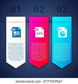 Set PDF file document, HTML and PPT. Business infographic template. Vector