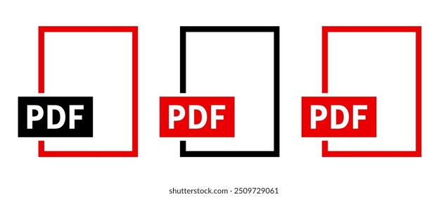 conjunto de ícones de arquivo PDF no plano de fundo branco