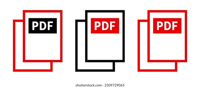 conjunto de ícones de arquivo PDF no plano de fundo branco