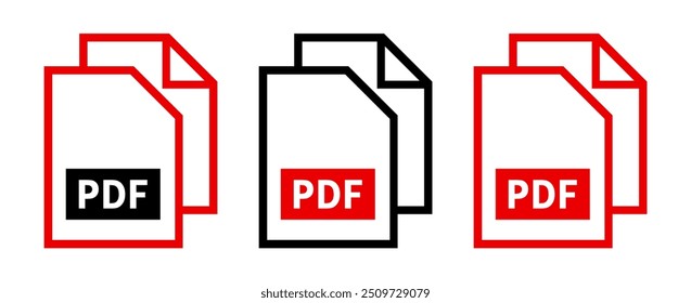 conjunto de ícones de arquivo PDF no plano de fundo branco