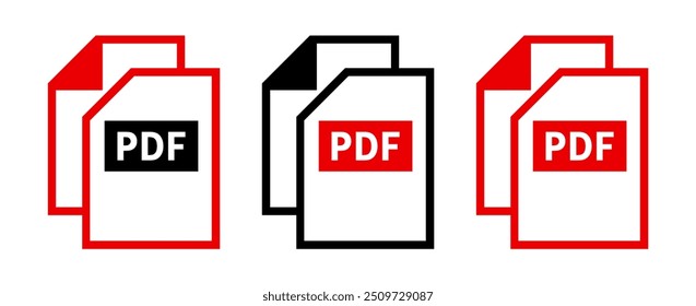 conjunto de ícones de arquivo PDF no plano de fundo branco