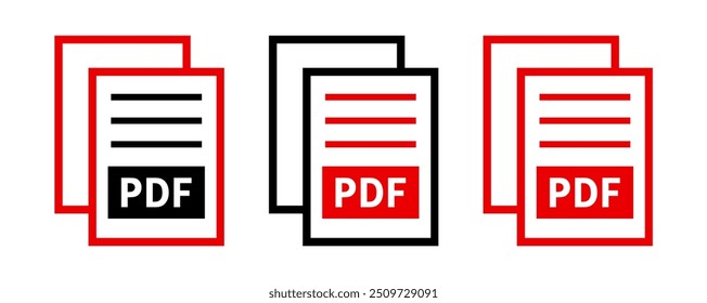 Satz von PDF-Dateisymbolen auf weißem Hintergrund