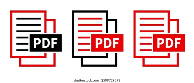 conjunto de ícones de arquivo PDF no plano de fundo branco