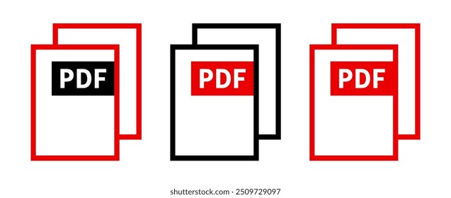 Satz von PDF-Dateisymbolen auf weißem Hintergrund