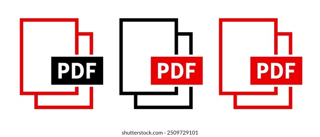 conjunto de ícones de arquivo PDF no plano de fundo branco