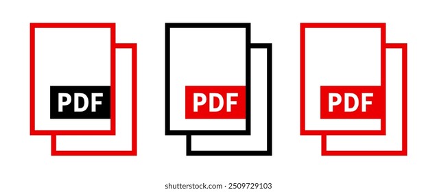 conjunto de ícones de arquivo PDF no plano de fundo branco