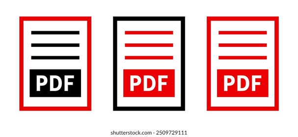 conjunto de ícones de arquivo PDF no plano de fundo branco