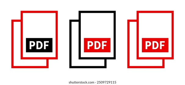 conjunto de ícones de arquivo PDF no plano de fundo branco