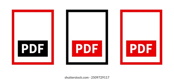 conjunto de ícones de arquivo PDF no plano de fundo branco