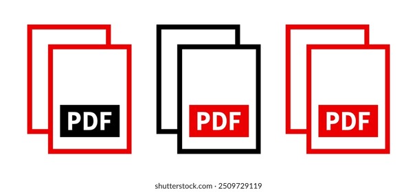 Satz von PDF-Dateisymbolen auf weißem Hintergrund