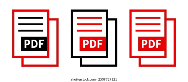 Satz von PDF-Dateisymbolen auf weißem Hintergrund