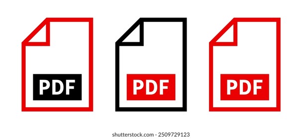 conjunto de ícones de arquivo PDF no plano de fundo branco