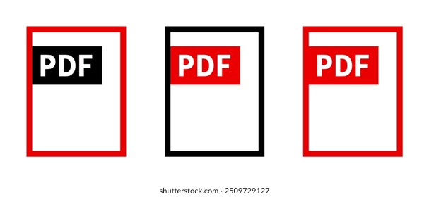 Satz von PDF-Dateisymbolen auf weißem Hintergrund