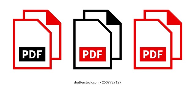 conjunto de ícones de arquivo PDF no plano de fundo branco