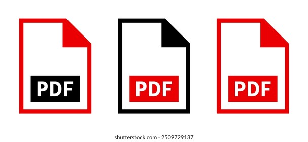 conjunto de ícones de arquivo PDF no plano de fundo branco