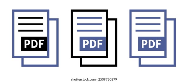 conjunto de ícones de arquivo PDF no plano de fundo branco