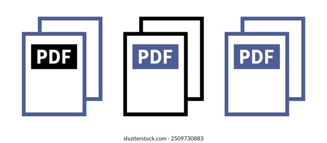 conjunto de ícones de arquivo PDF no plano de fundo branco