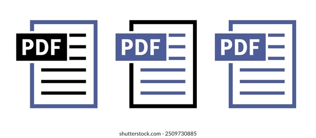 conjunto de ícones de arquivo PDF no plano de fundo branco