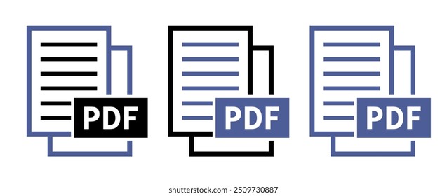 conjunto de ícones de arquivo PDF no plano de fundo branco