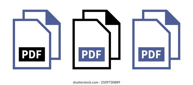 conjunto de ícones de arquivo PDF no plano de fundo branco