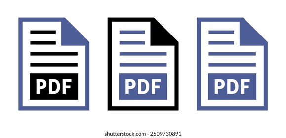 conjunto de ícones de arquivo PDF no plano de fundo branco