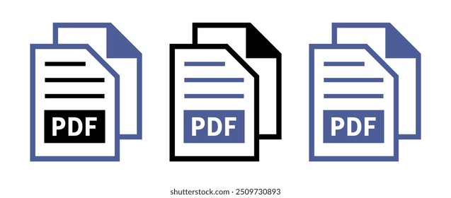 conjunto de ícones de arquivo PDF no plano de fundo branco