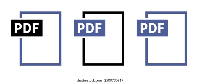 conjunto de ícones de arquivo PDF no plano de fundo branco