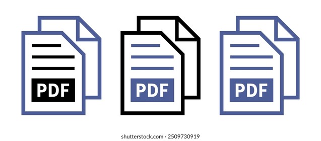 conjunto de ícones de arquivo PDF no plano de fundo branco