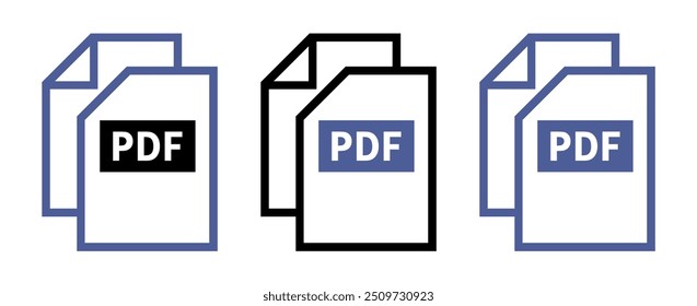 conjunto de ícones de arquivo PDF no plano de fundo branco