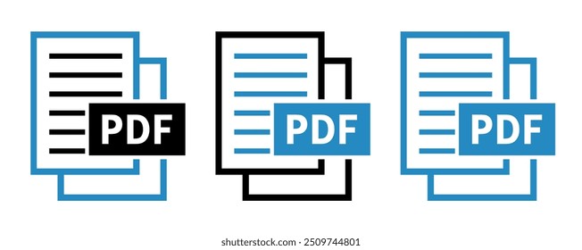 conjunto de ícones de arquivo PDF no plano de fundo branco