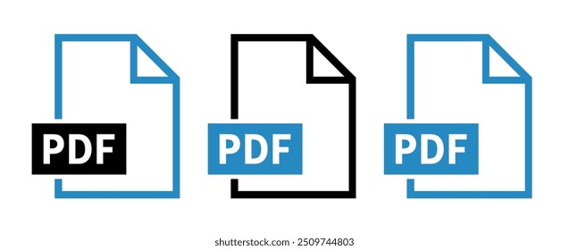 conjunto de ícones de arquivo PDF no plano de fundo branco