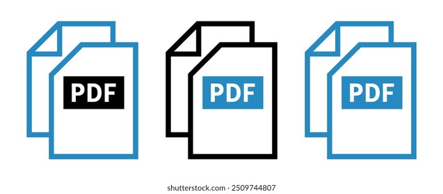 conjunto de ícones de arquivo PDF no plano de fundo branco