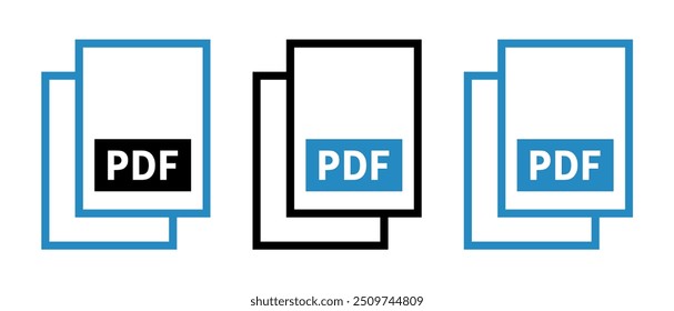 conjunto de ícones de arquivo PDF no plano de fundo branco