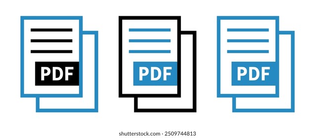 conjunto de ícones de arquivo PDF no plano de fundo branco