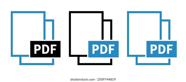 conjunto de ícones de arquivo PDF no plano de fundo branco